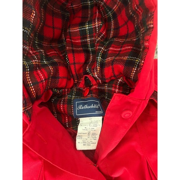Rothschild Vintage Girls Red Cape Jacket Quilted Tartan Plaid Lining 12 months - Picture 5 of 7
